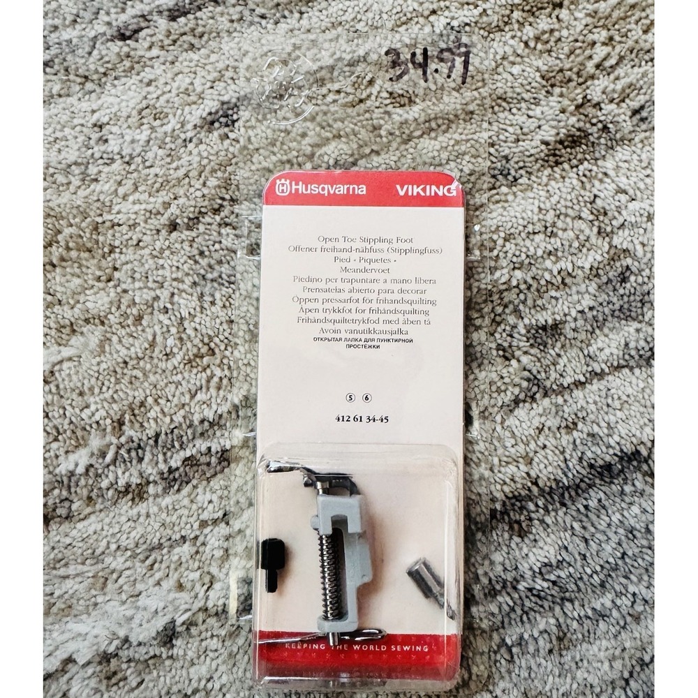 Husqvarna Viking Open Toe Stippling Foot Free Motion Quilting 412613445 Size 5 6